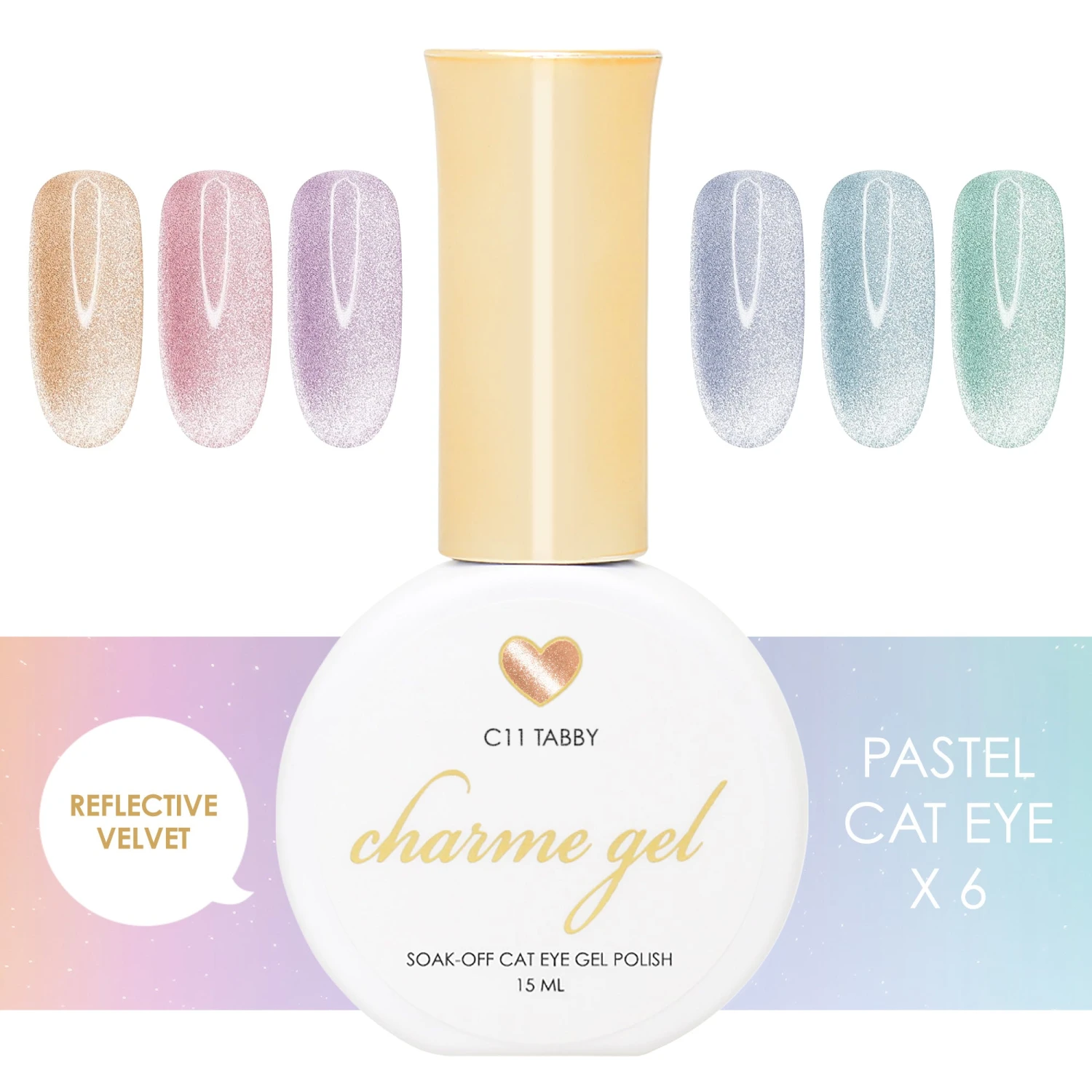 Charme Gel Pastel Velvet Cat Eye Collection / 6 Colors 1 Charme Gel Pastel Velvet Cat Eye Collection / 6 Colors