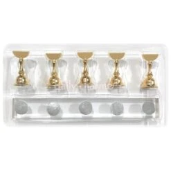 Gold Nail Tip Stands With Acrylic Base 5PC Set