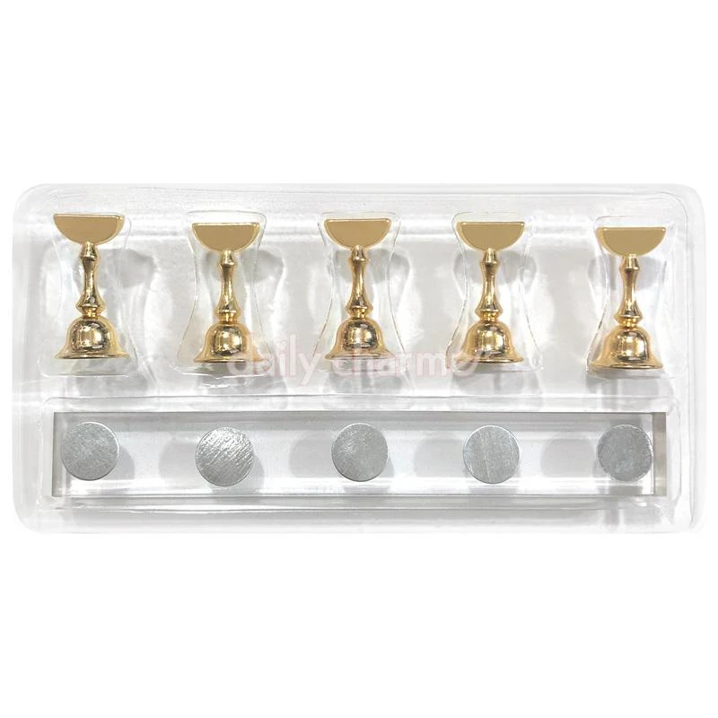 Gold Nail Tip Stands With Acrylic Base 5PC Set 1 Gold Nail Tip Stands With Acrylic Base 5PC Set