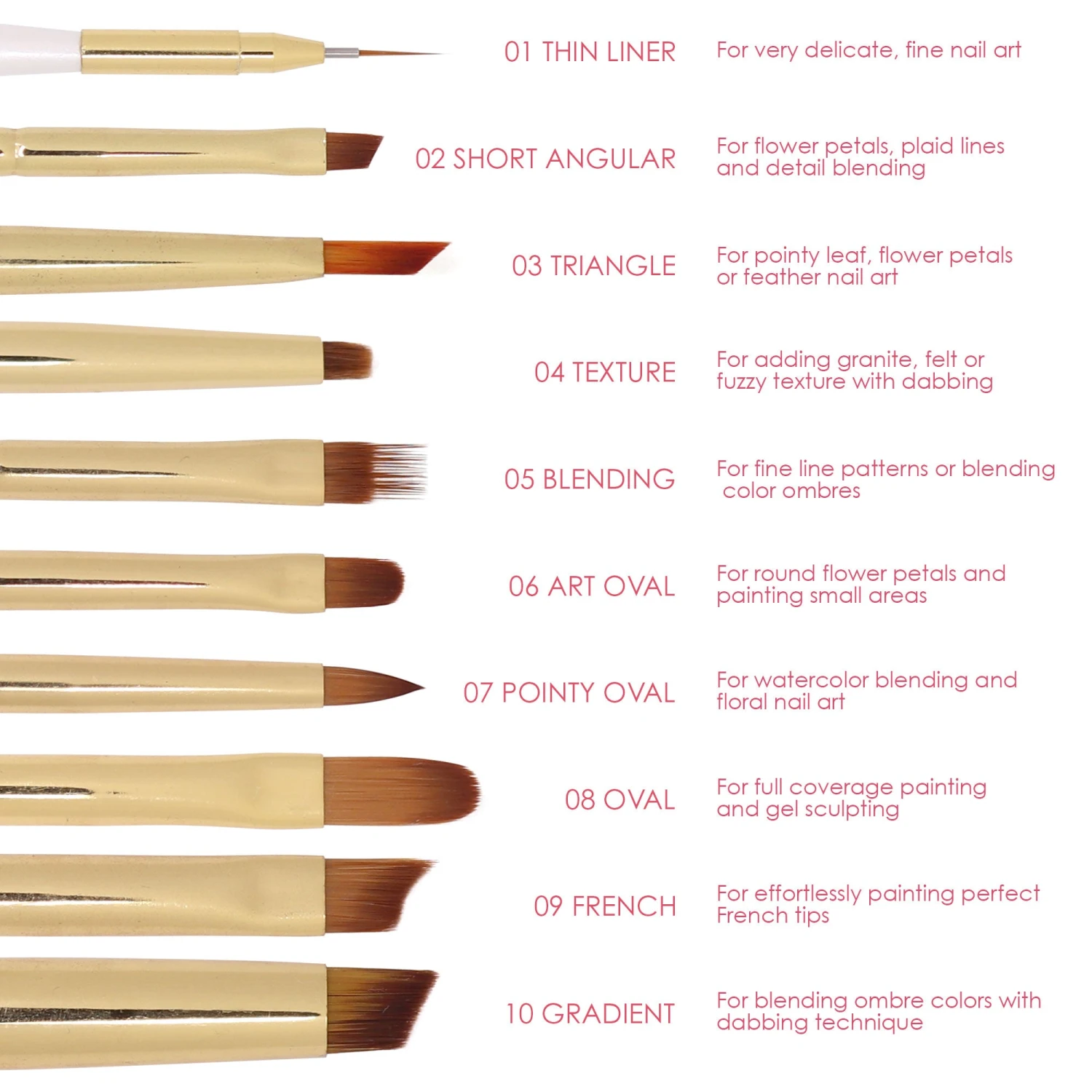 Daily Charme Nail Art Brush / 10 Piece Set 2 Daily Charme Nail Art Brush / 10 Piece Set - Image 2